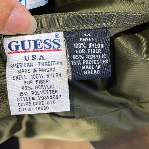 Guess Womens Faux Fur Vest Animal Print Reversible Full Zip Tan‎ Green Medium - Picture 9 of 11